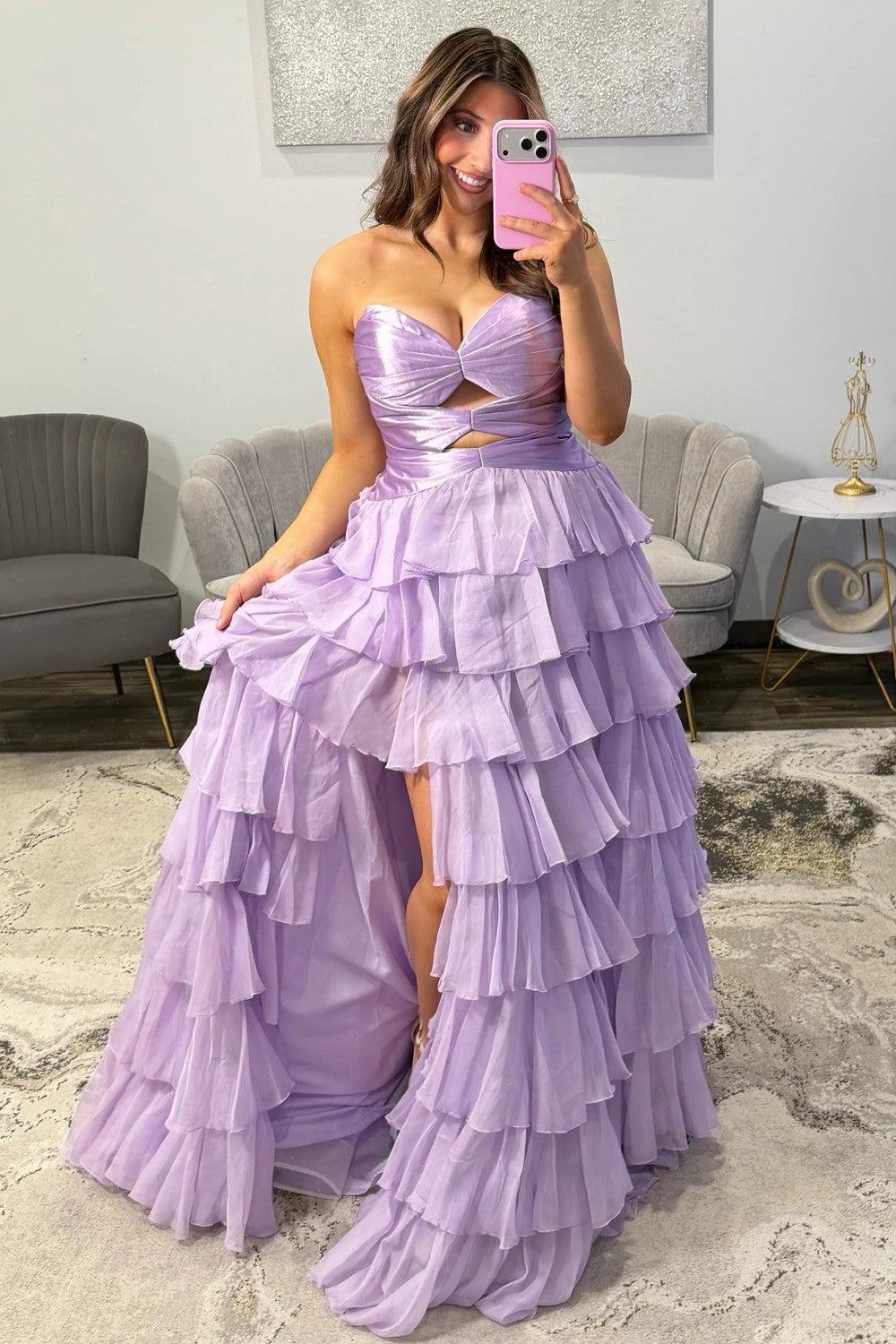 A Line Sweetheart Hot Pink Long Prom Dress With Ruffles Keyhole Formal Evening Gown
