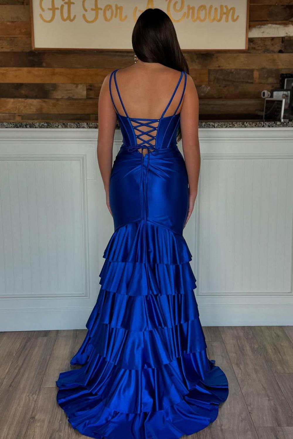 Suzhoufashion Trendy Mermaid V-Neck Sage Green Long Prom Dress With Ruffles Formal Evening Gown