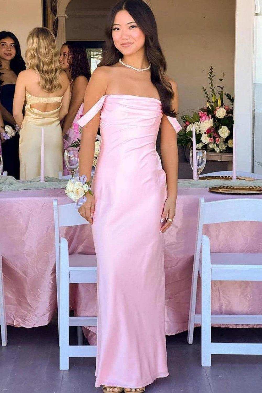 Suzhoufashion Trendy Sheath Off The Shoulder Lilac Prom Dress With Ruched Formal Evening Gown