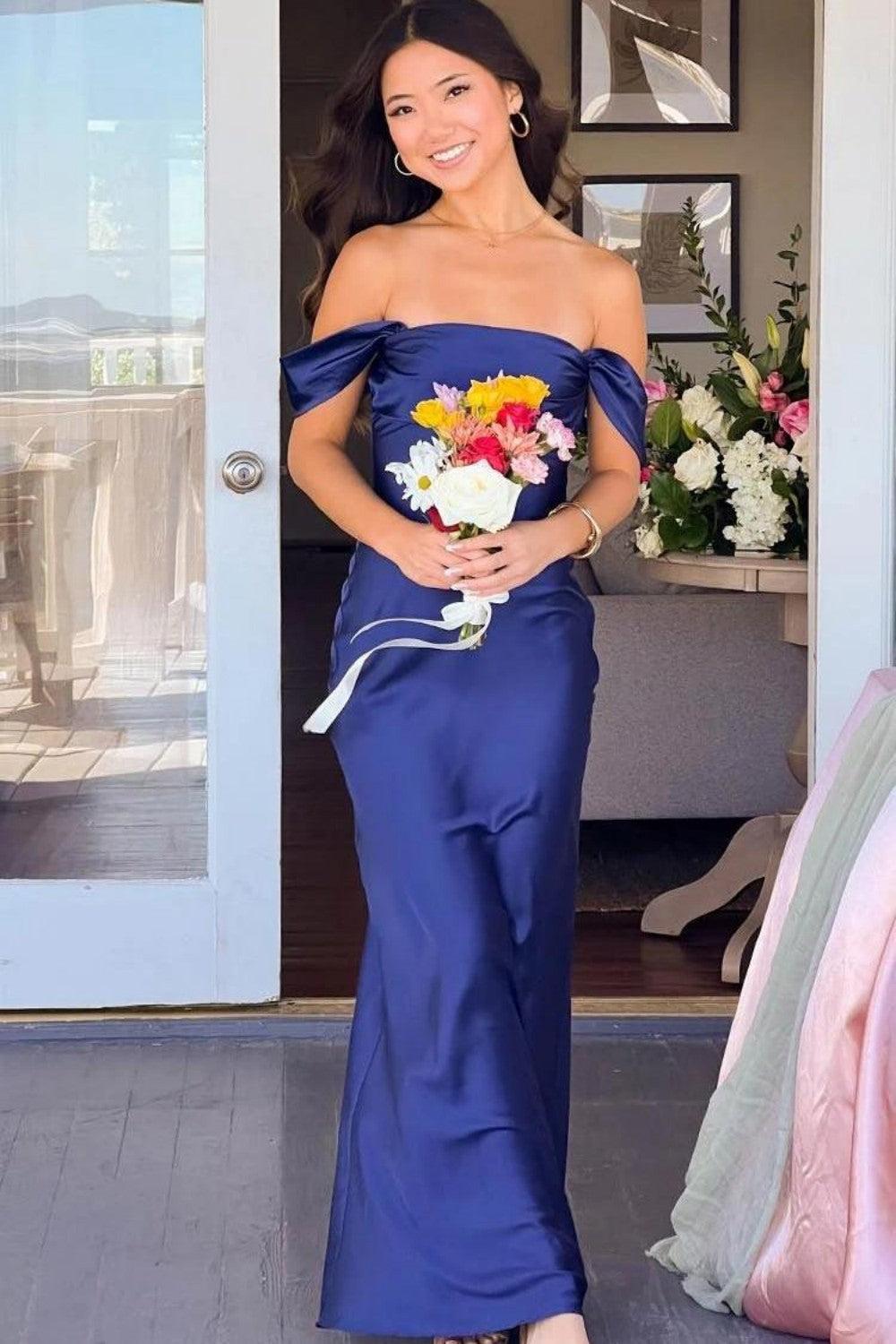 Suzhoufashion Trendy Sheath Off The Shoulder Lilac Prom Dress With Ruched Formal Evening Gown