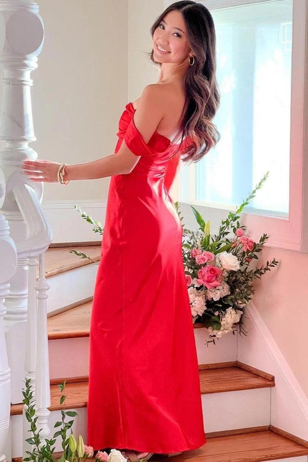 Suzhoufashion Trendy Sheath Off The Shoulder Lilac Prom Dress With Ruched Formal Evening Gown