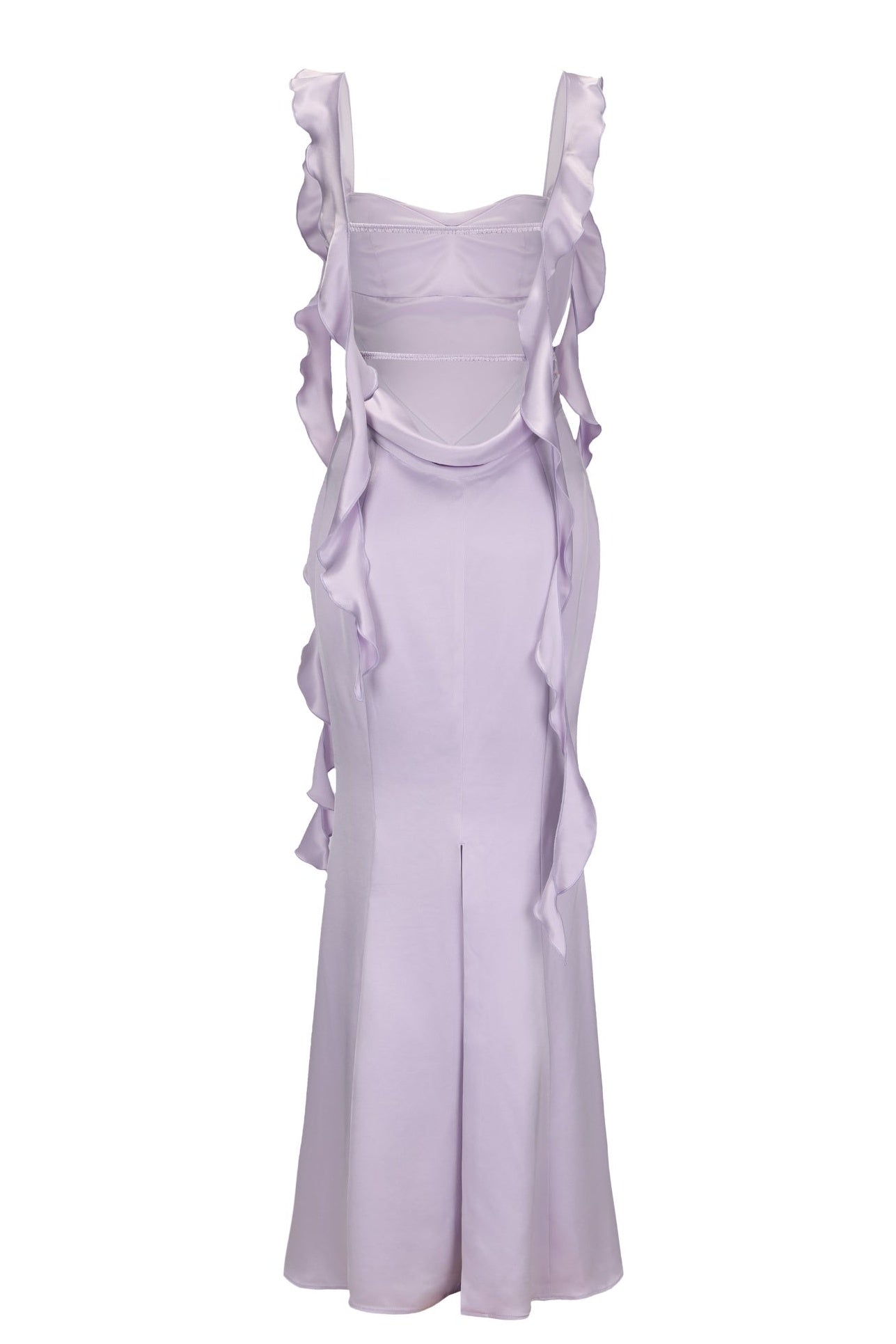 Trendy Mermaid Square Neck Light Blue Long Prom Dress with Ruffles