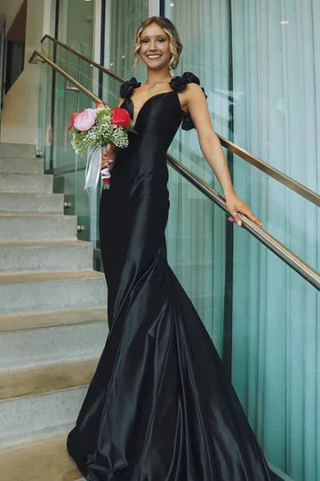 Trendy Mermaid Sweetheart Navy Blue Long Prom Dress with 3D Flowers