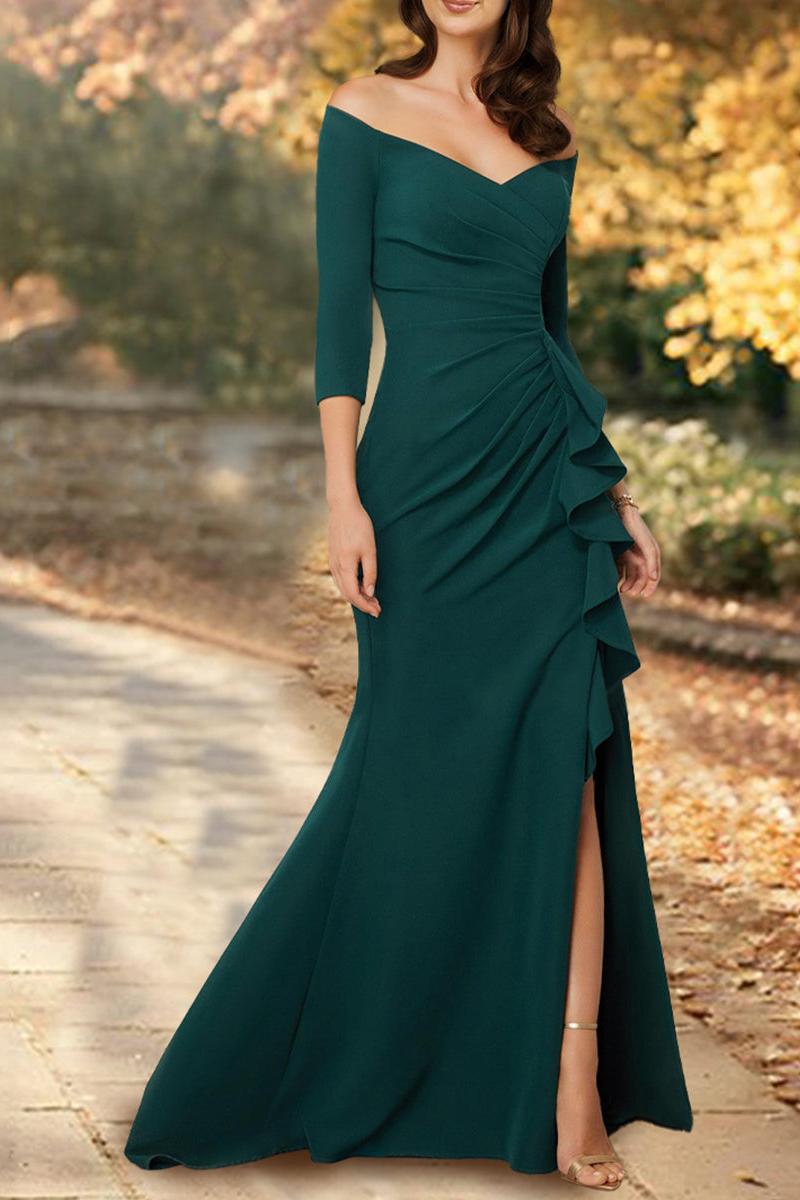 Trumpet Mermaid Gown with 3/4 Sleeves and Sweep Train for the Bride's Mother