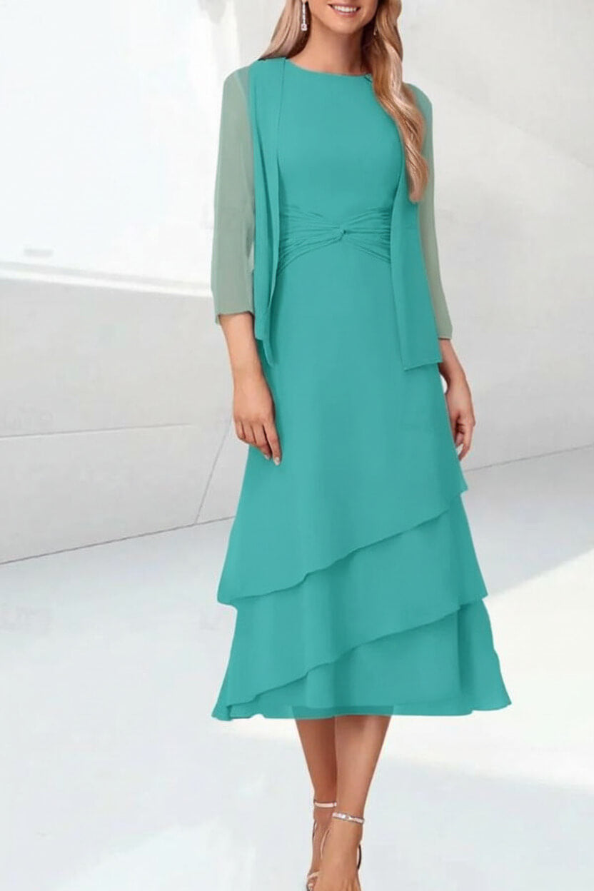 Mint Green Mother of the Bride Dress Chiffon Two Piece Wedding Guest Dress