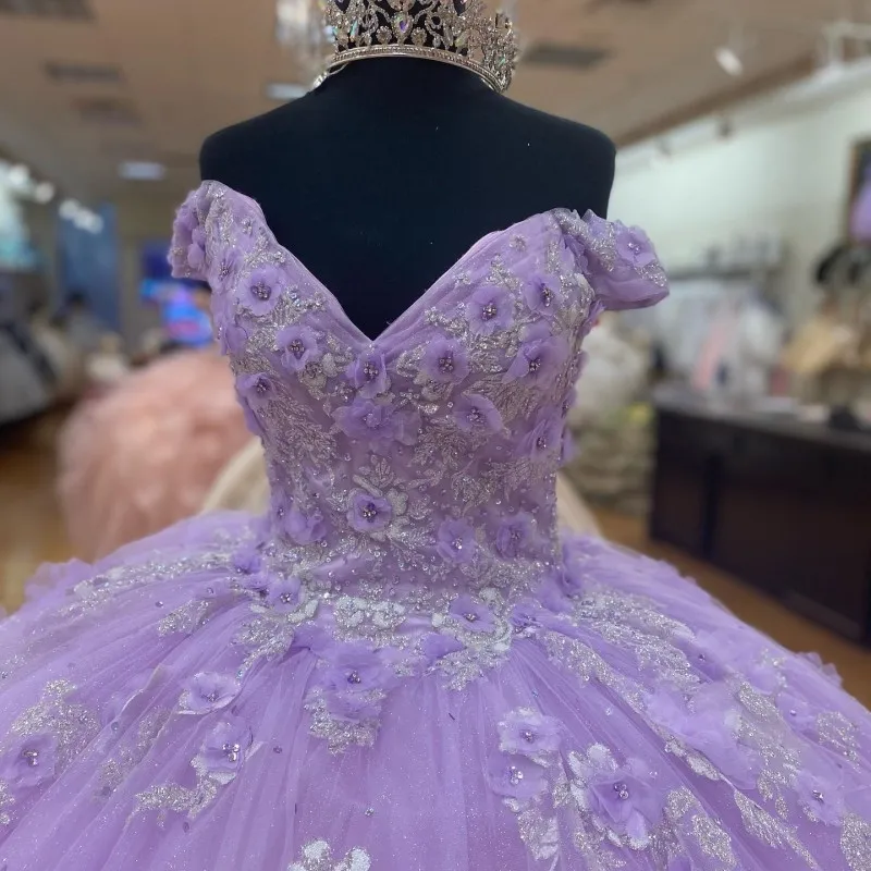 Light Purple Princess Dress Off The Shoulder Ball Gwon Sweet 16 Dress cc45 - View 4 | VelvetHem