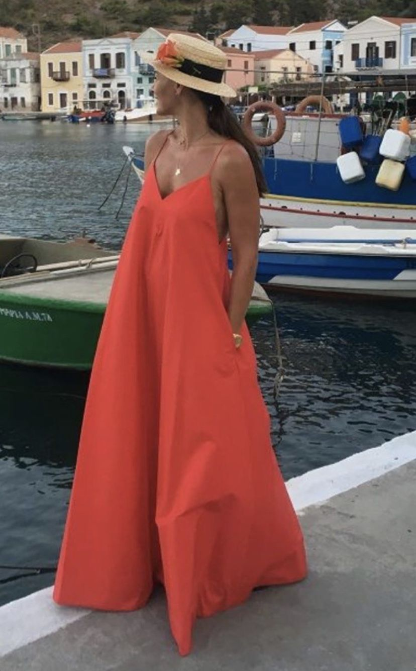 A-line Orange V Neck Prom Dress,Trendy Prom Gown - View 2 | VelvetHem