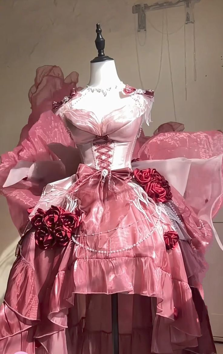 Beautiful Rose Pink Chiffon Ruffle Short Party Dress Formal Homecoming Dress Birthday Outfits - View 3 | VelvetHem