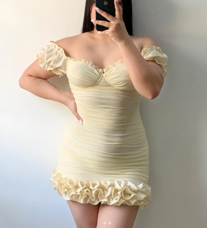 Sweet Off The Shoulder Sweetheart Neck Short Birthday Outfits Yellow Sheath 8th Grade Homecoming Dress