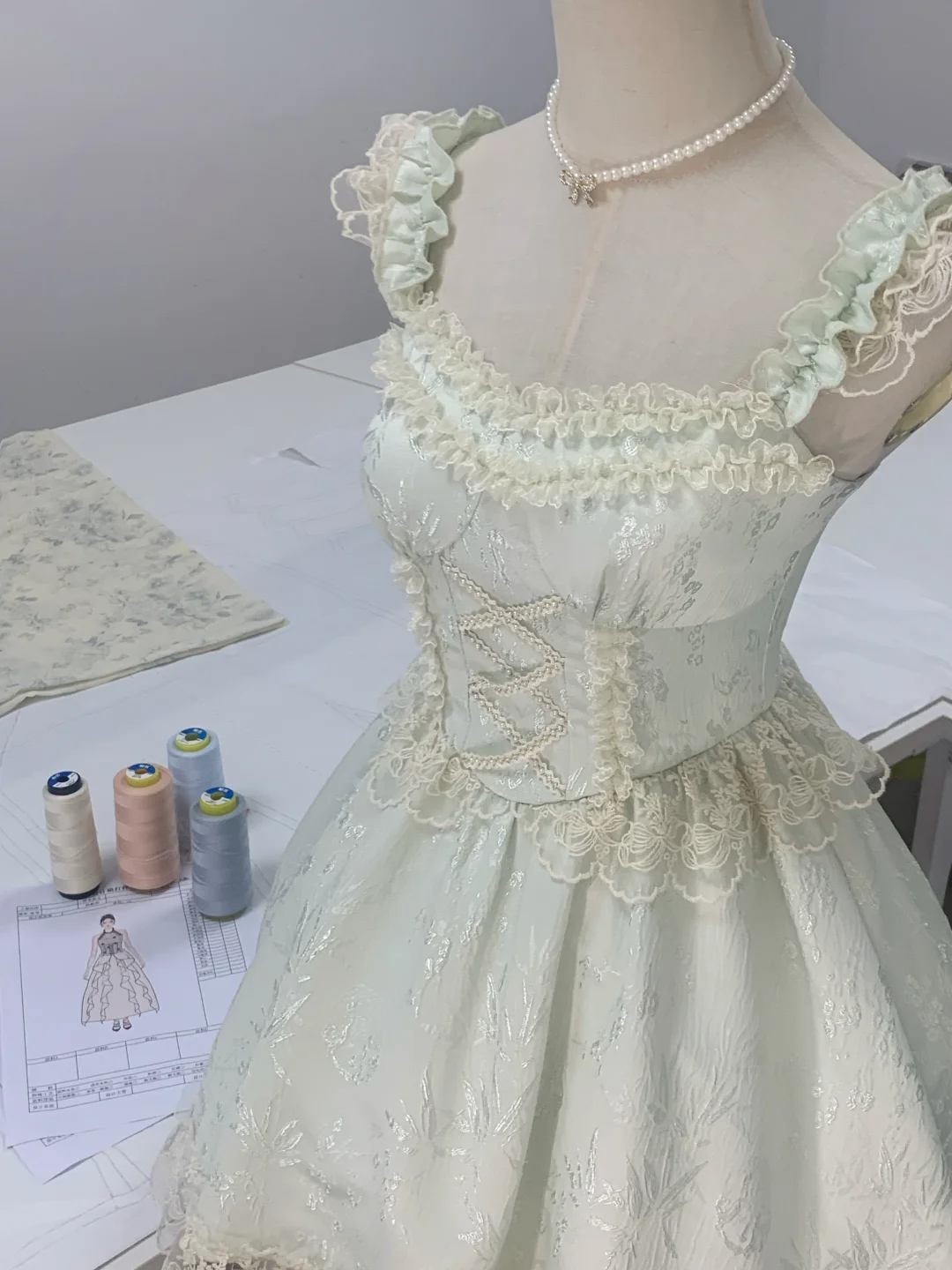 Sweet Light Mint Green Satin Lace A Line Short Birthday Outfits Homecoming Dress - View 3 | VelvetHem