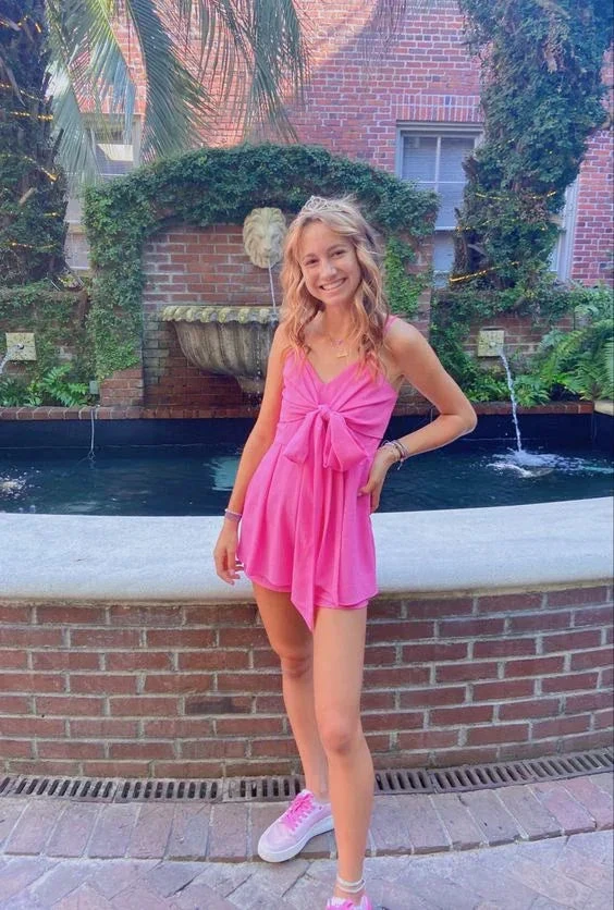 A-line V Neck Homecoming Dress Cute Party Dress (ZD12763)