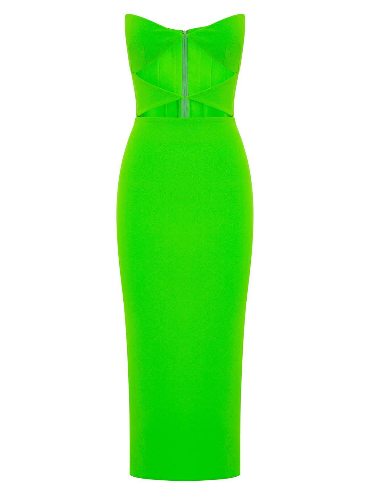 Uma Strapless Cutout Bandage Dress In Green