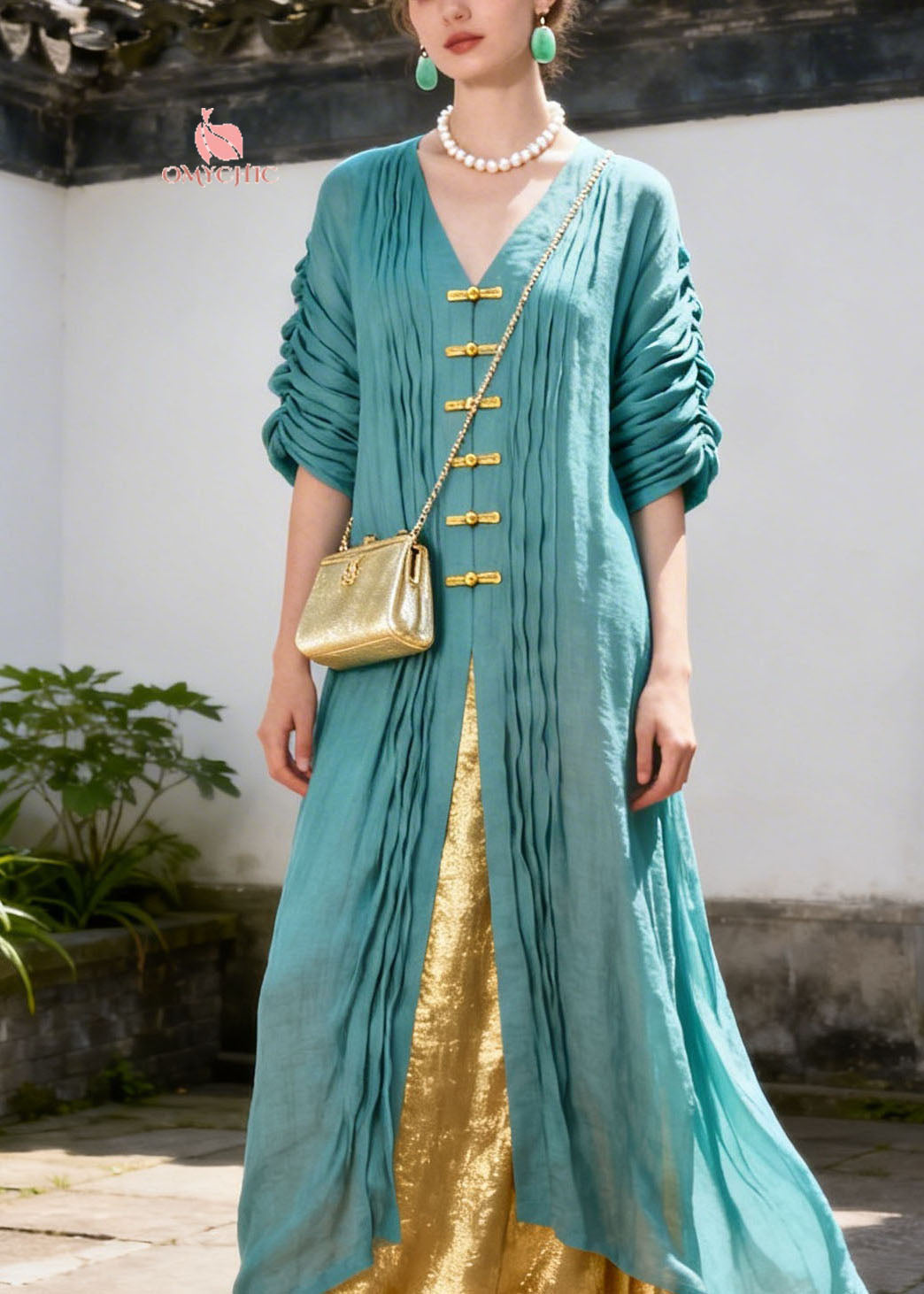 Unique Colorblock V Neck Patchwork False Two Pieces Cotton Dresses Summer