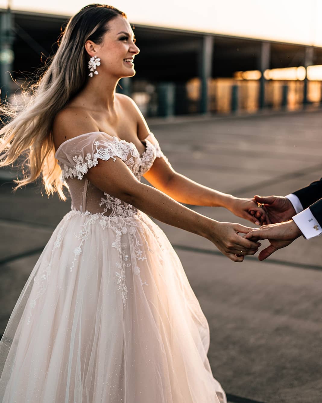 Unique Off-the-shoulder Sleeveless Empire Beach Wedding Dress with Lace