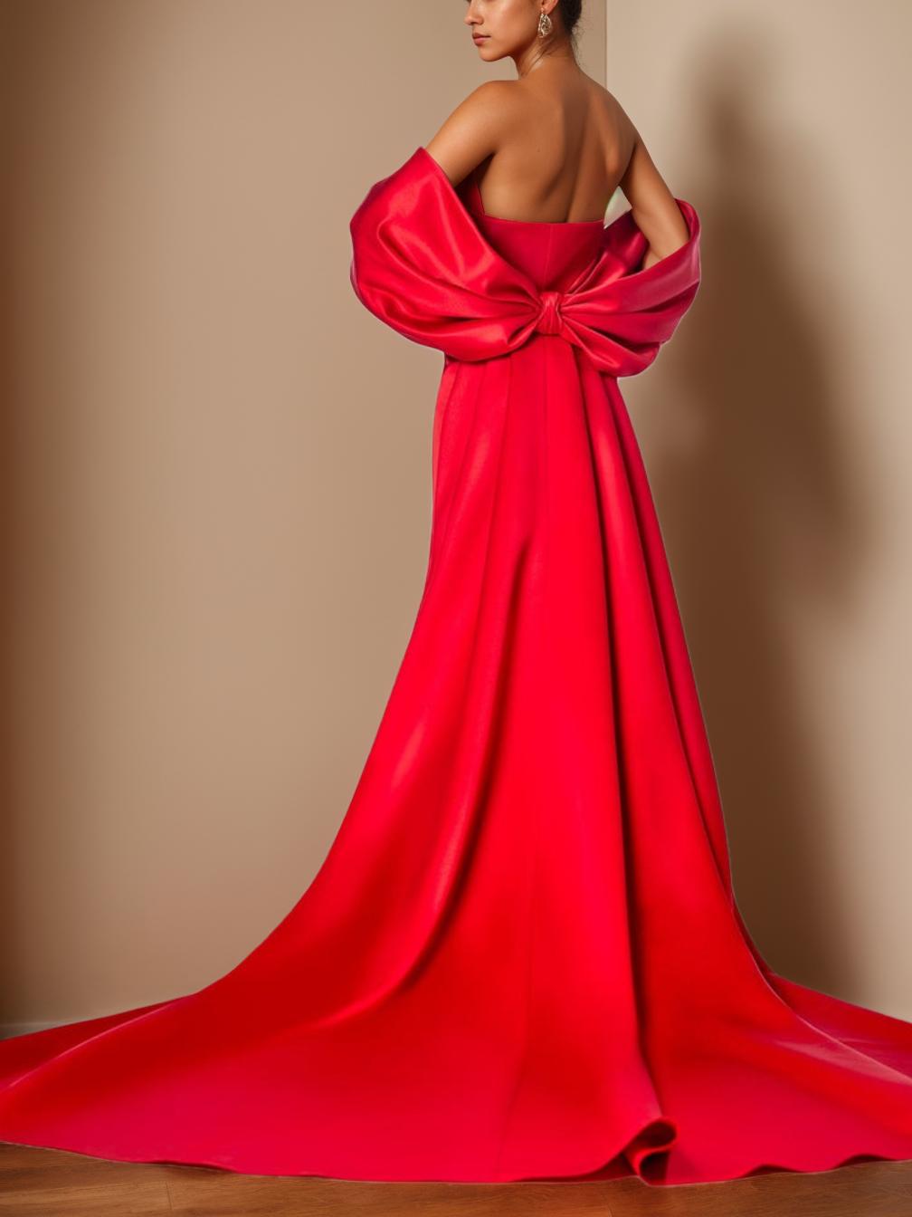 Unique Strapless Sleeveless Long Mother of the Bride Dress with Side Split & Ruffles in Trumpet Mermaid Style