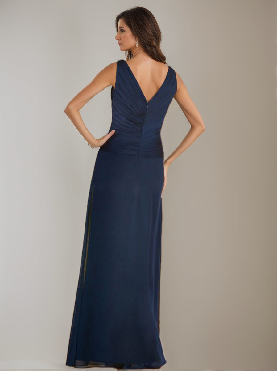 V Neck 3/4 Sleeve Sheath Dress with Ruffles and Jacket for the Mother of the Bride