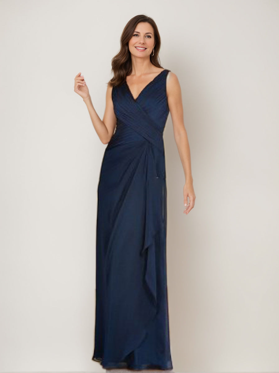 V Neck 3/4 Sleeve Sheath Dress with Ruffles and Jacket for the Mother of the Bride