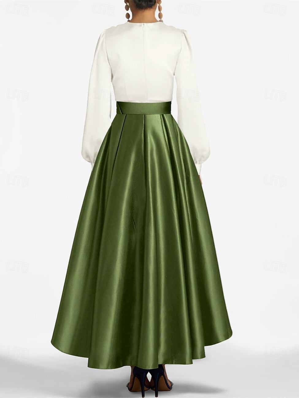 V Neck A Line Asymmetrical Mother of the Bride Dress with Belt
