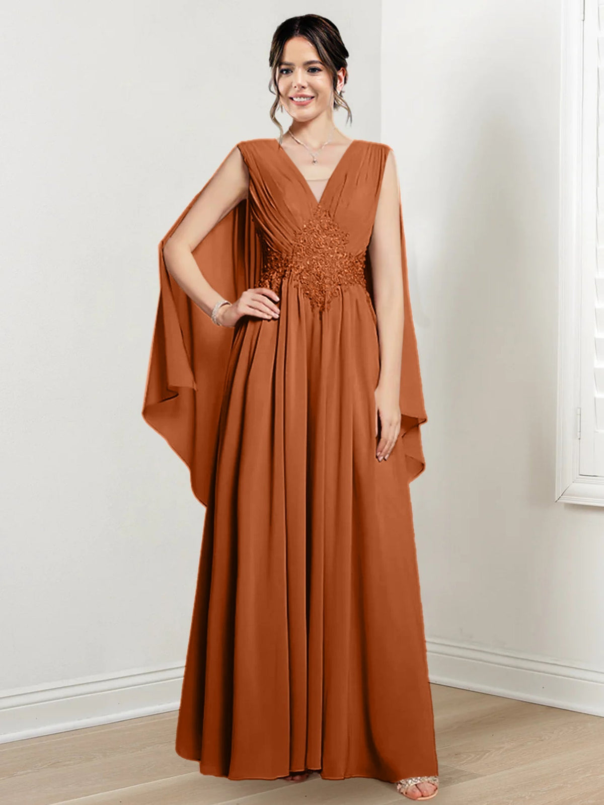 V Neck A Line Long Dress for the Mother of the Bride