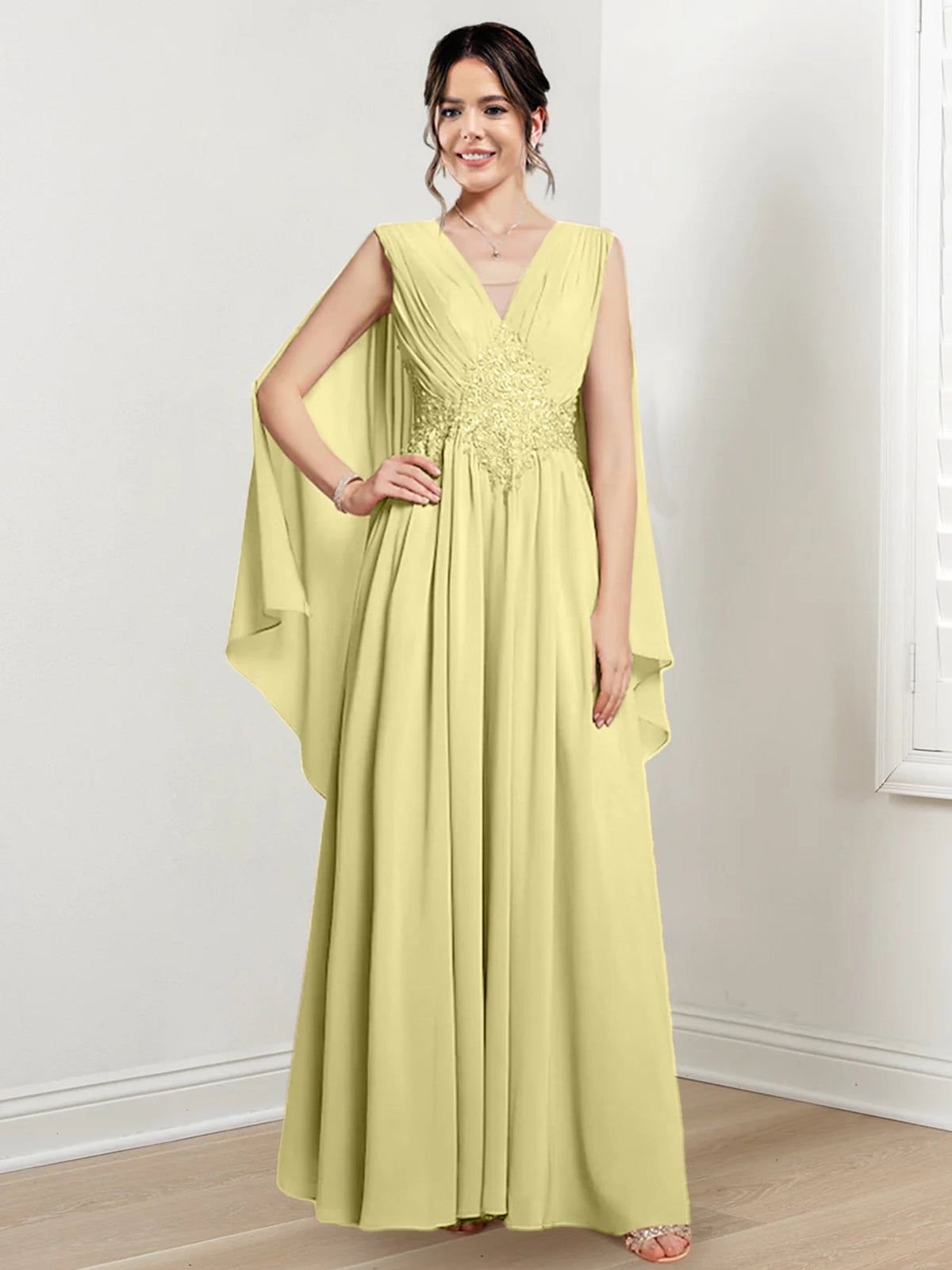 V Neck A Line Long Dress for the Mother of the Bride