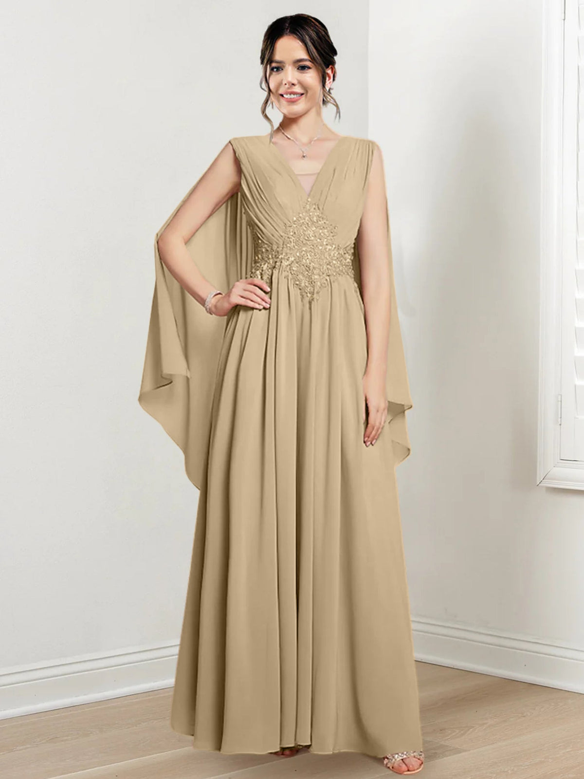 V Neck A Line Long Dress for the Mother of the Bride