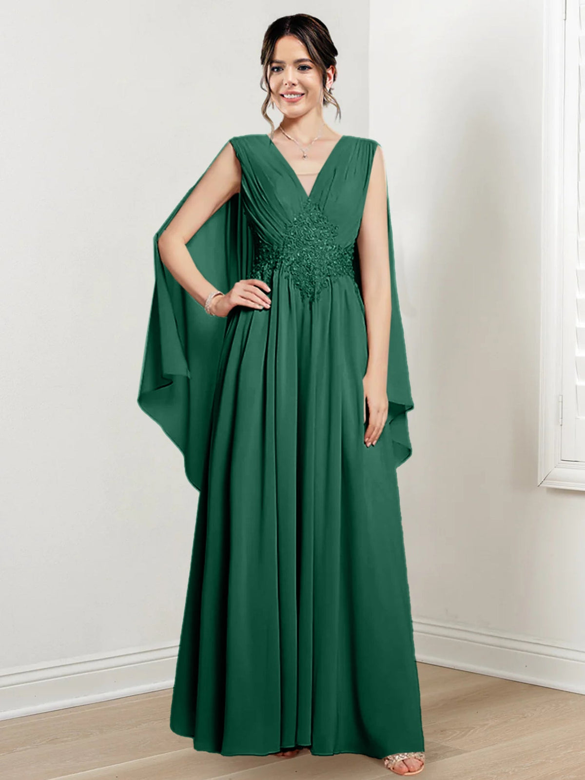 V Neck A Line Long Dress for the Mother of the Bride