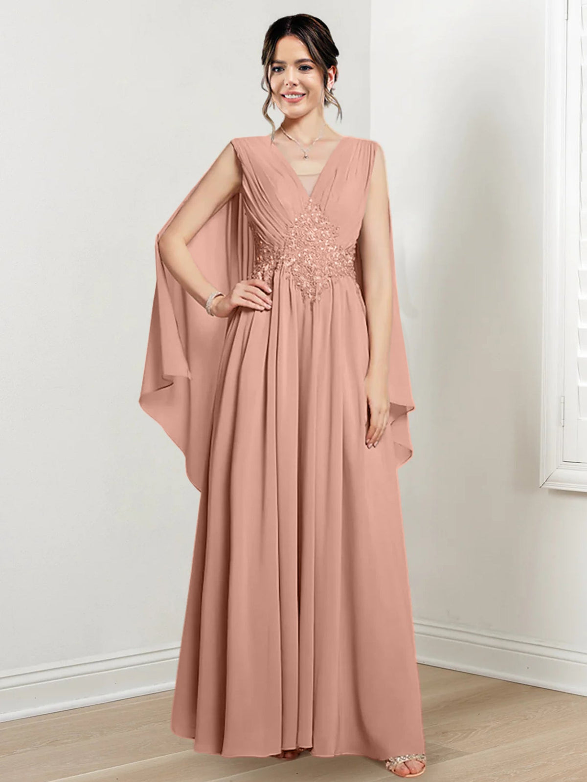 V Neck A Line Long Dress for the Mother of the Bride