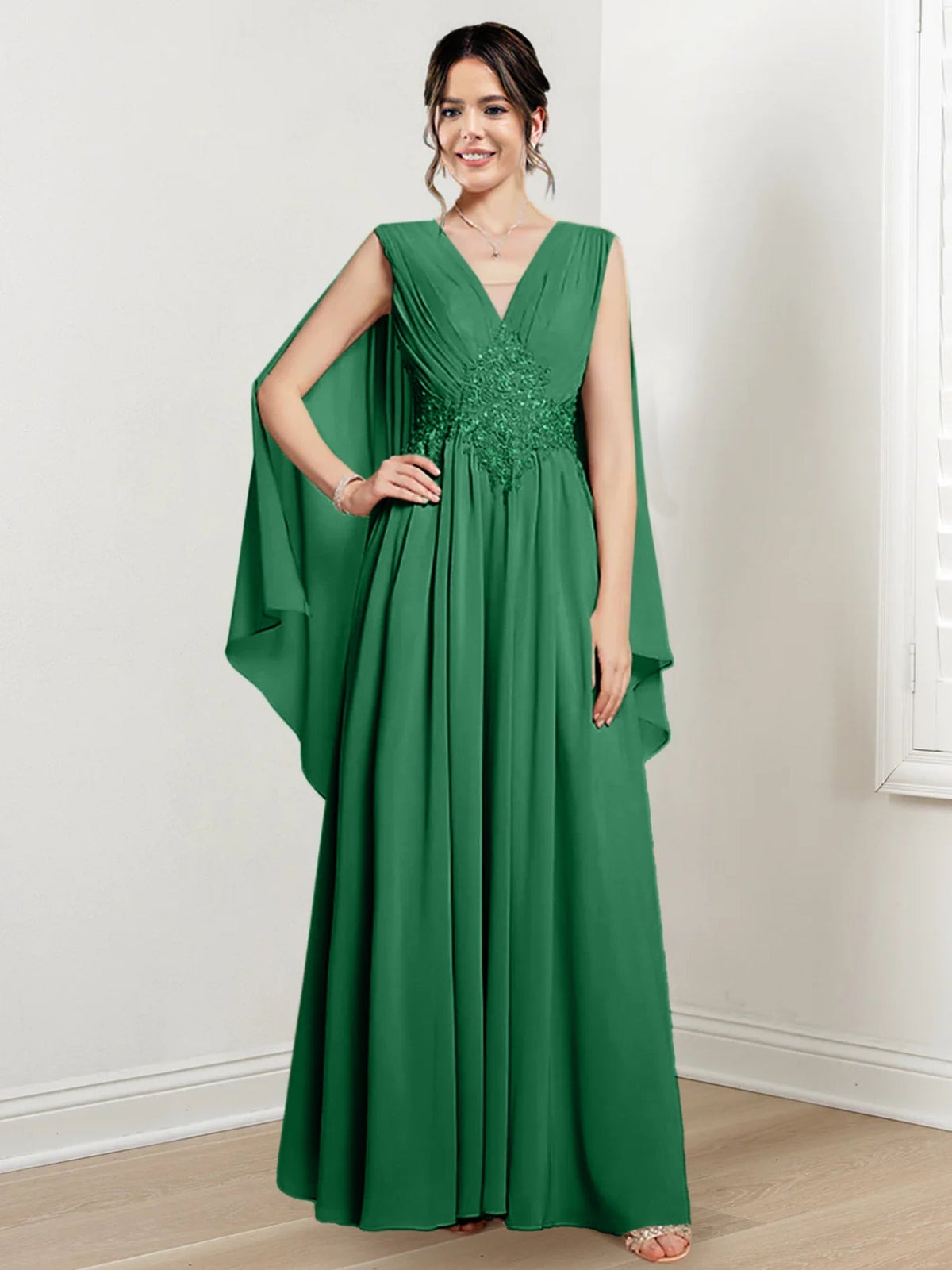 V Neck A Line Long Dress for the Mother of the Bride