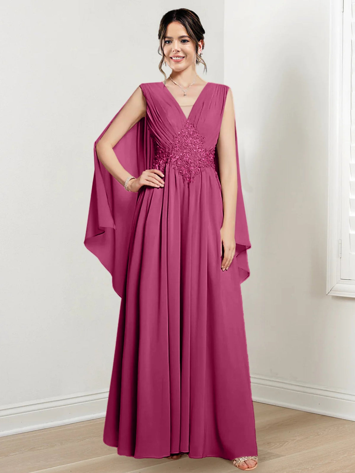 V Neck A Line Long Dress for the Mother of the Bride