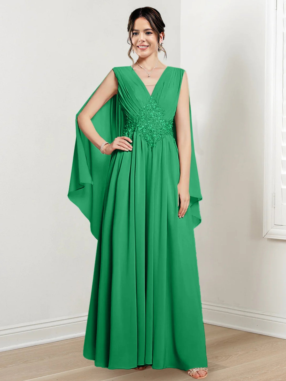 V Neck A Line Long Dress for the Mother of the Bride