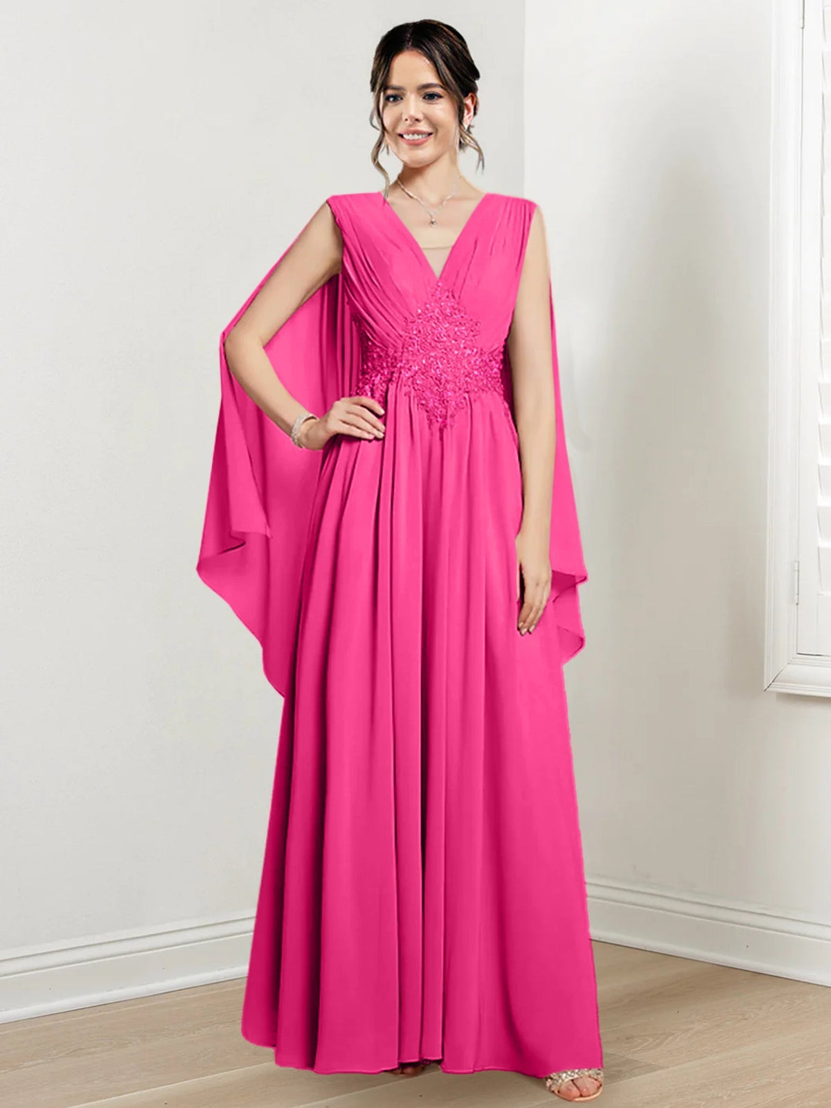 V Neck A Line Long Dress for the Mother of the Bride