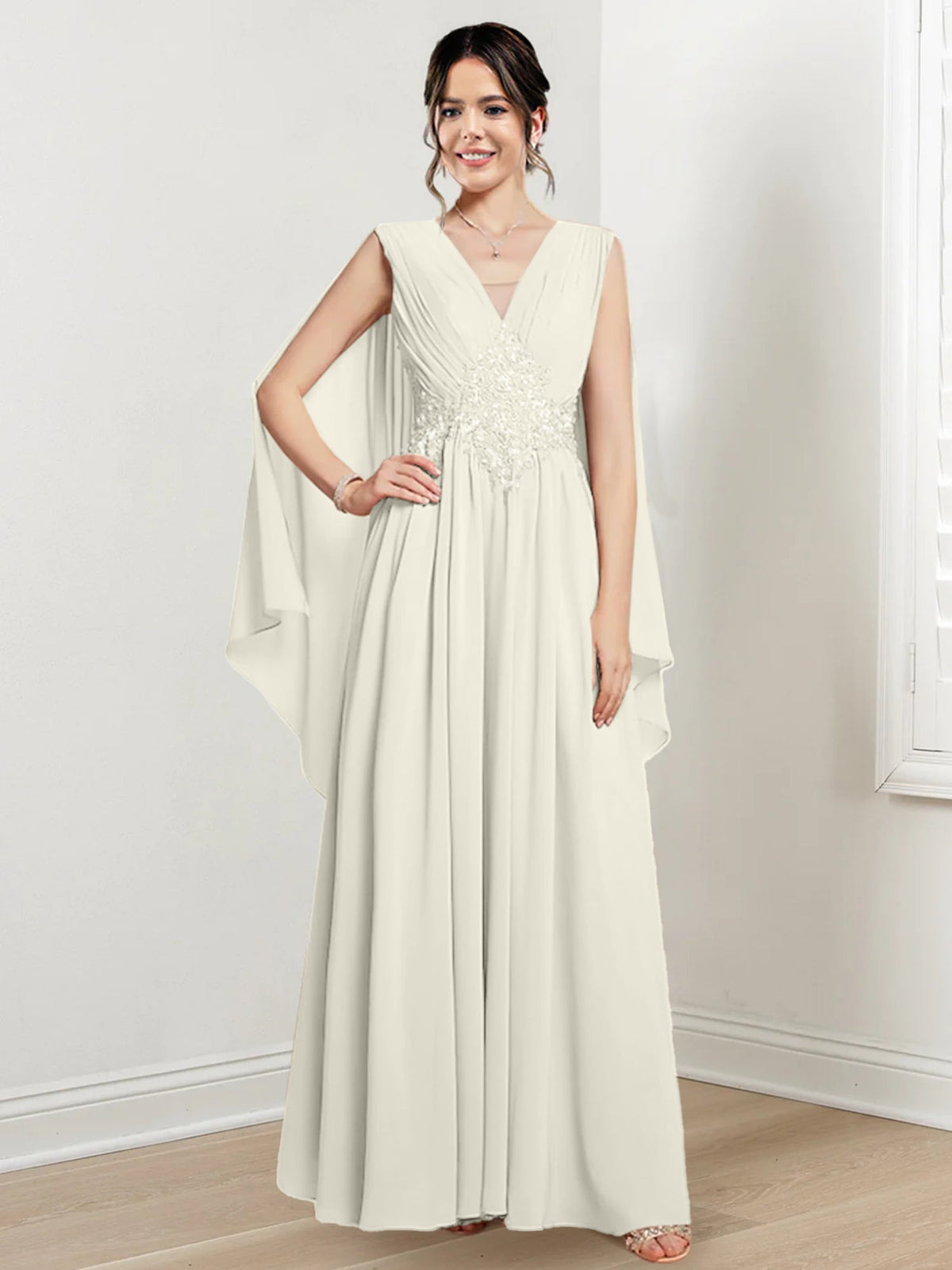 V Neck A Line Long Dress for the Mother of the Bride