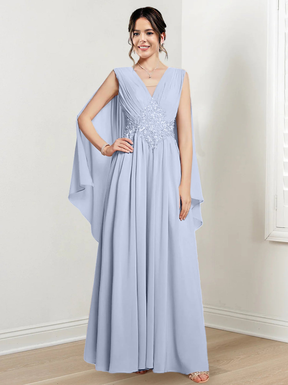 V Neck A Line Long Dress for the Mother of the Bride