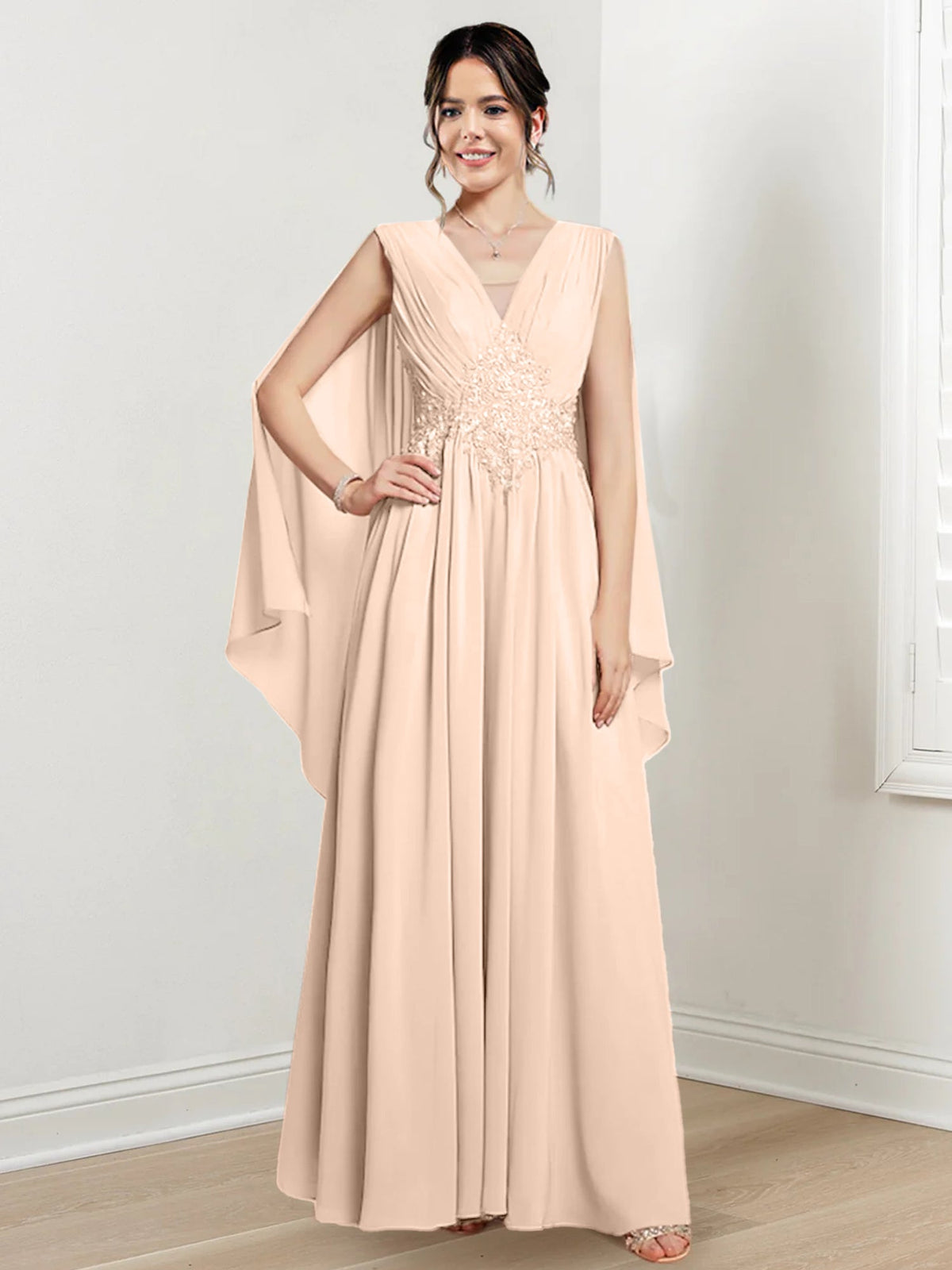 V Neck A Line Long Dress for the Mother of the Bride