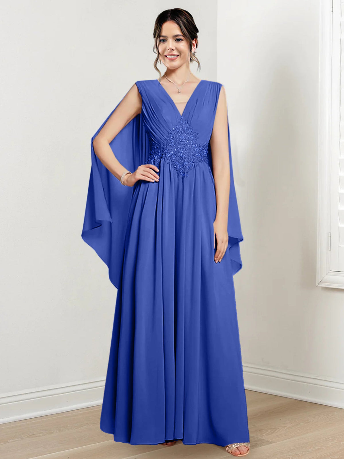 V Neck A Line Long Dress for the Mother of the Bride