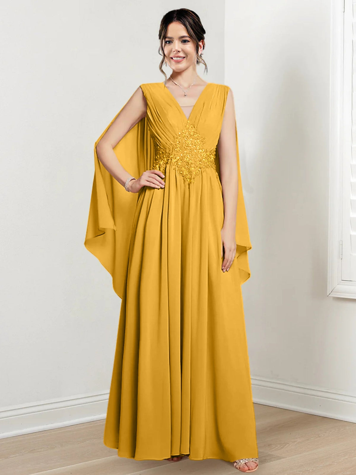 V Neck A Line Long Dress for the Mother of the Bride
