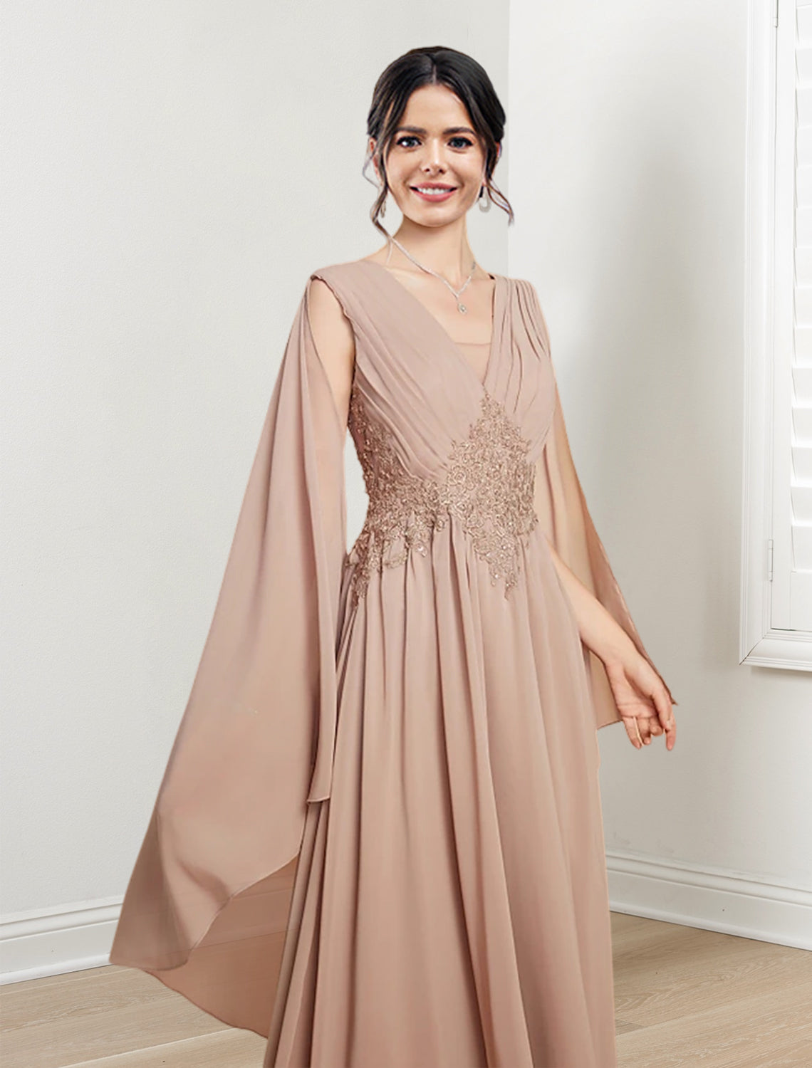 V Neck A Line Long Dress for the Mother of the Bride
