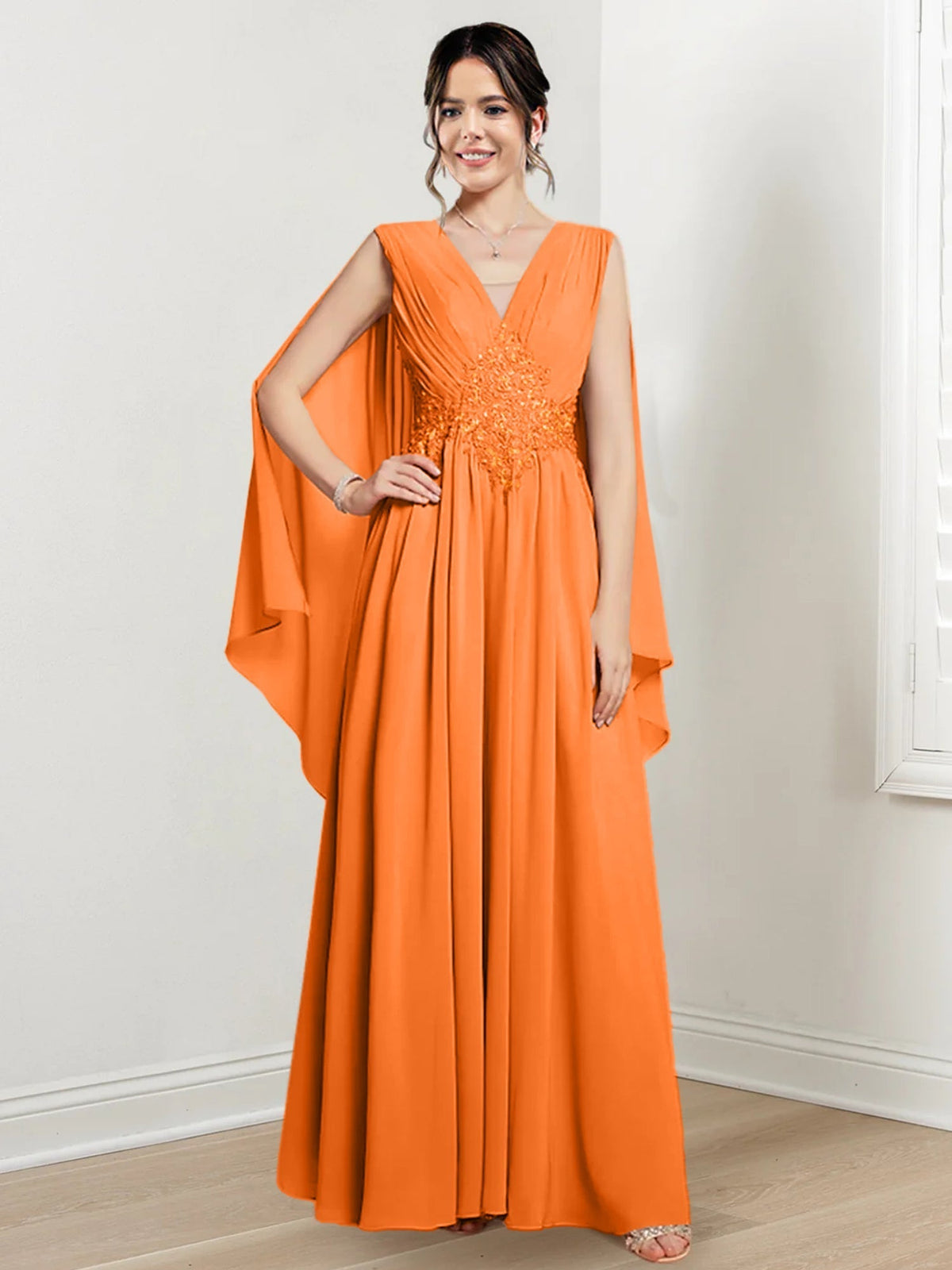 V Neck A Line Long Dress for the Mother of the Bride
