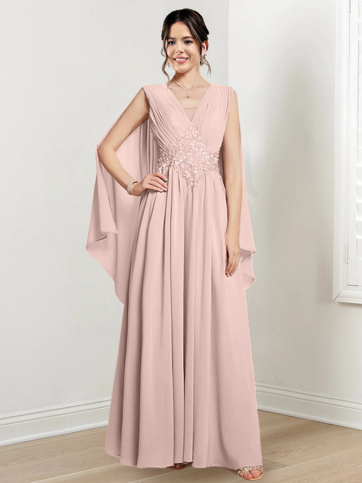 V Neck A Line Long Dress for the Mother of the Bride