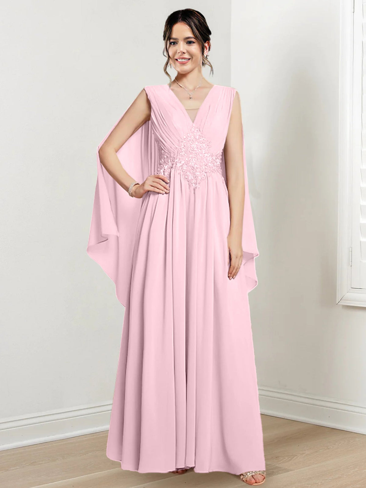V Neck A Line Long Dress for the Mother of the Bride