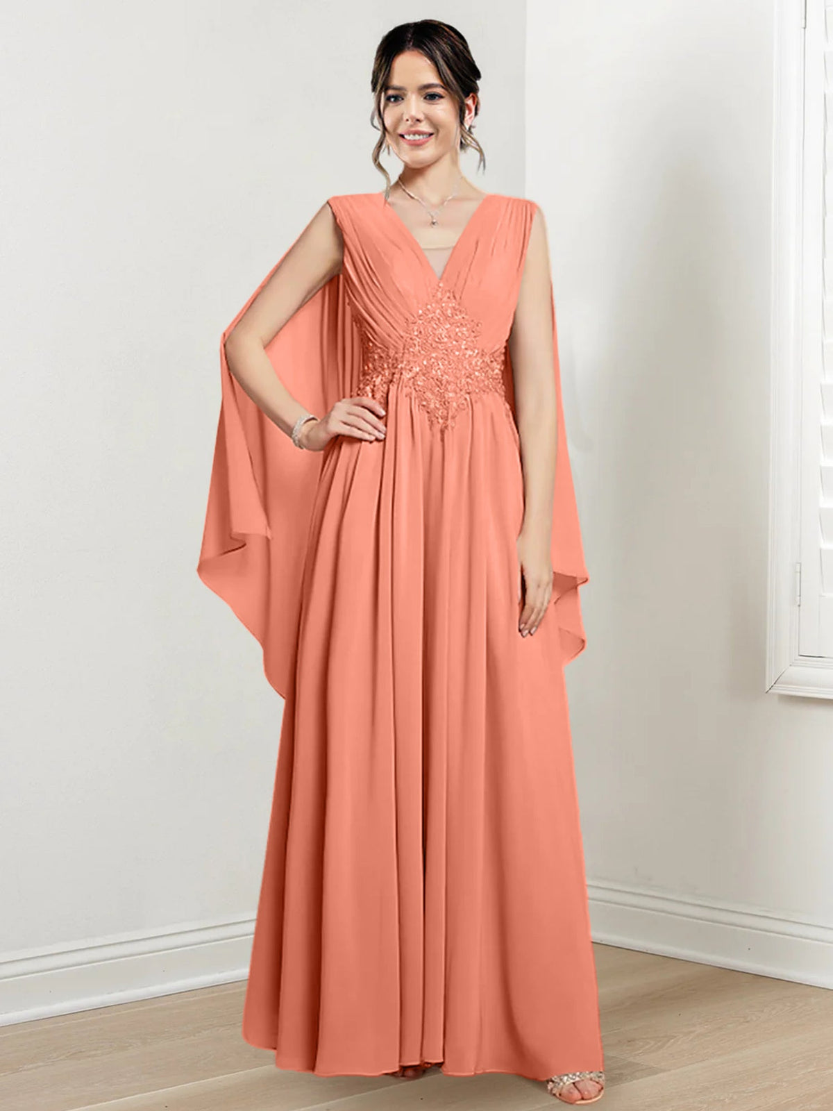 V Neck A Line Long Dress for the Mother of the Bride