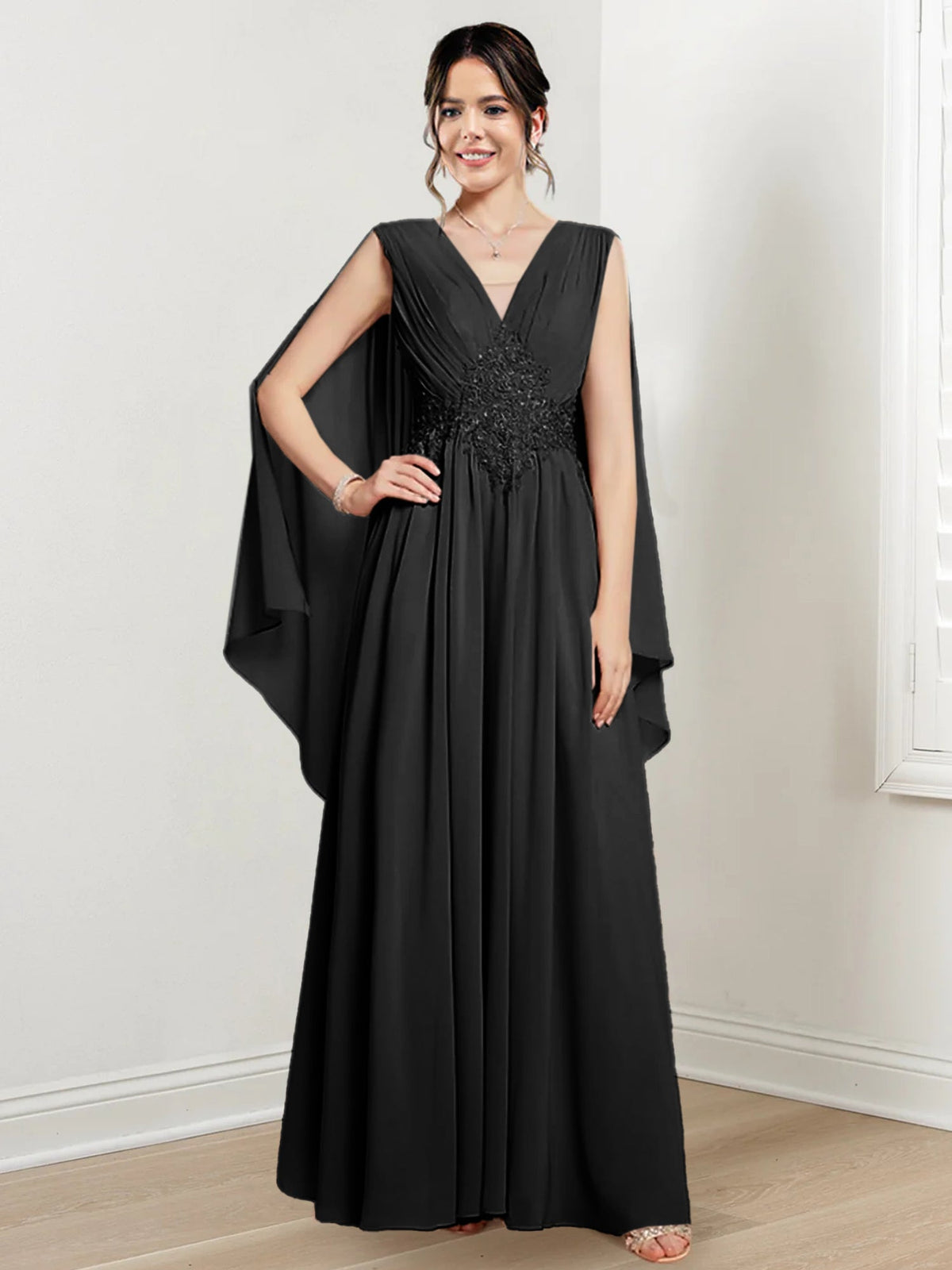 V Neck A Line Long Dress for the Mother of the Bride