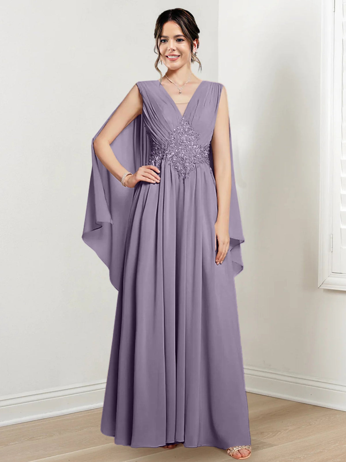 V Neck A Line Long Dress for the Mother of the Bride