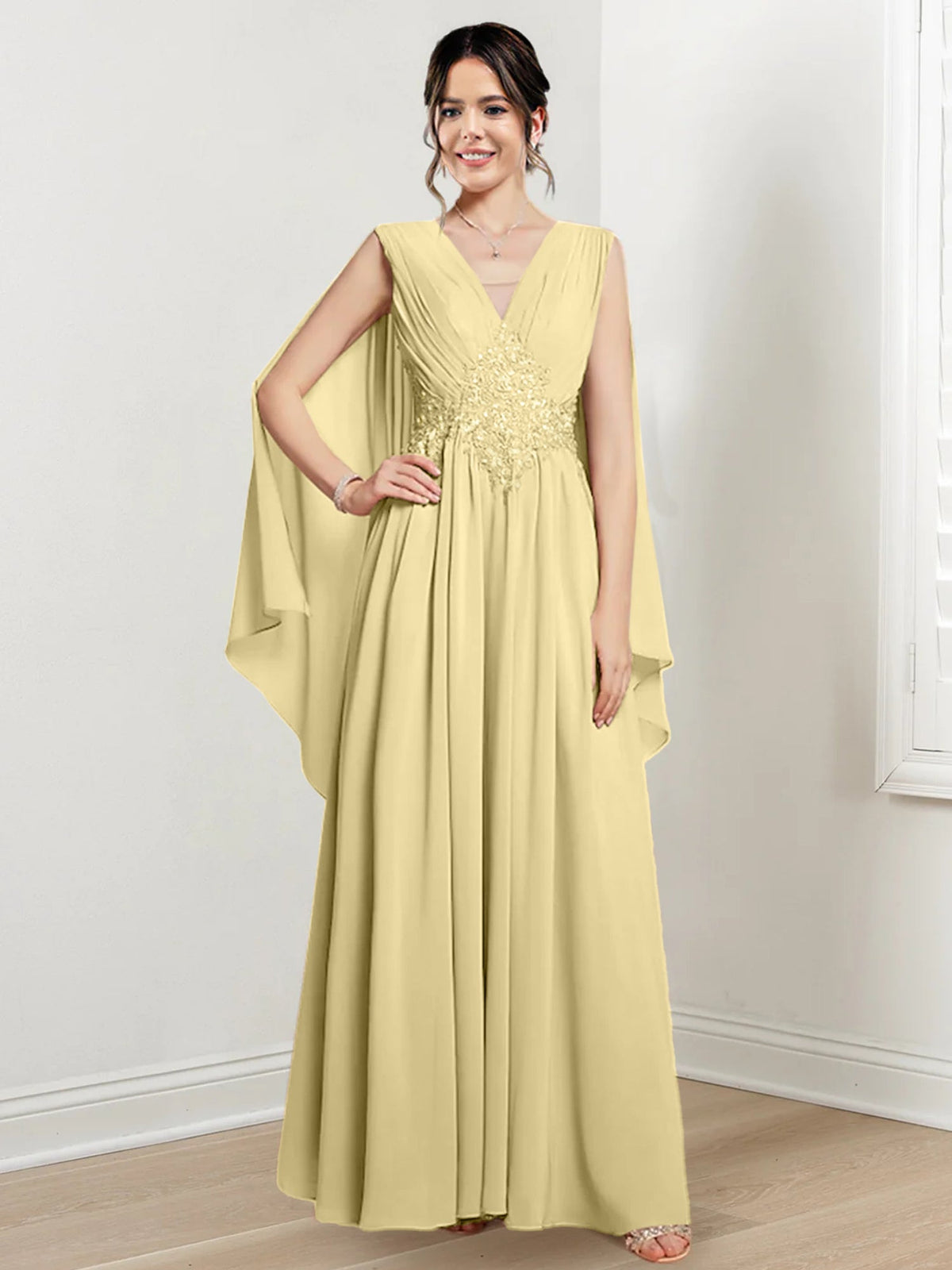 V Neck A Line Long Dress for the Mother of the Bride