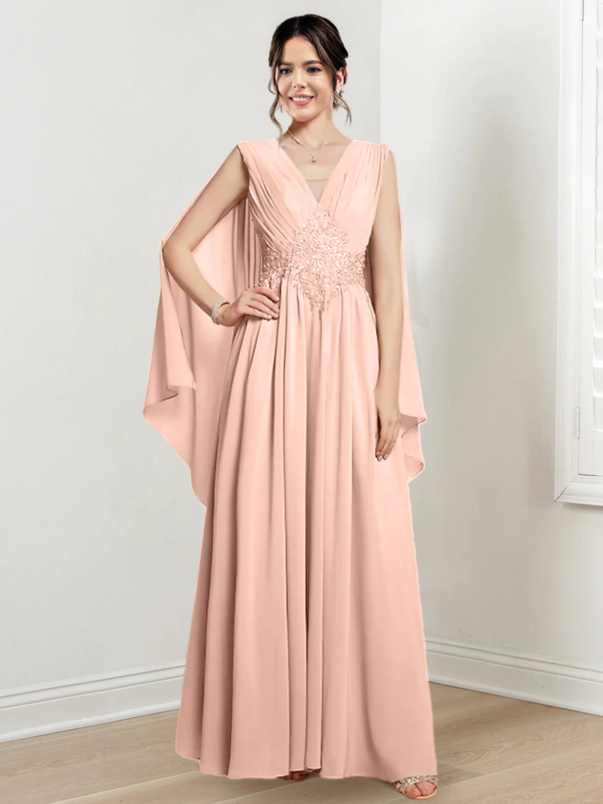 V Neck A Line Long Dress for the Mother of the Bride