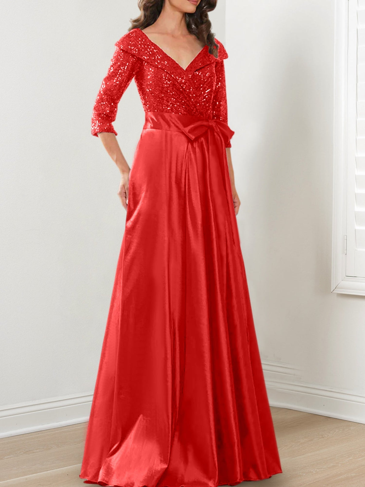 V Neck A Line Gown for the Mother of the Bride