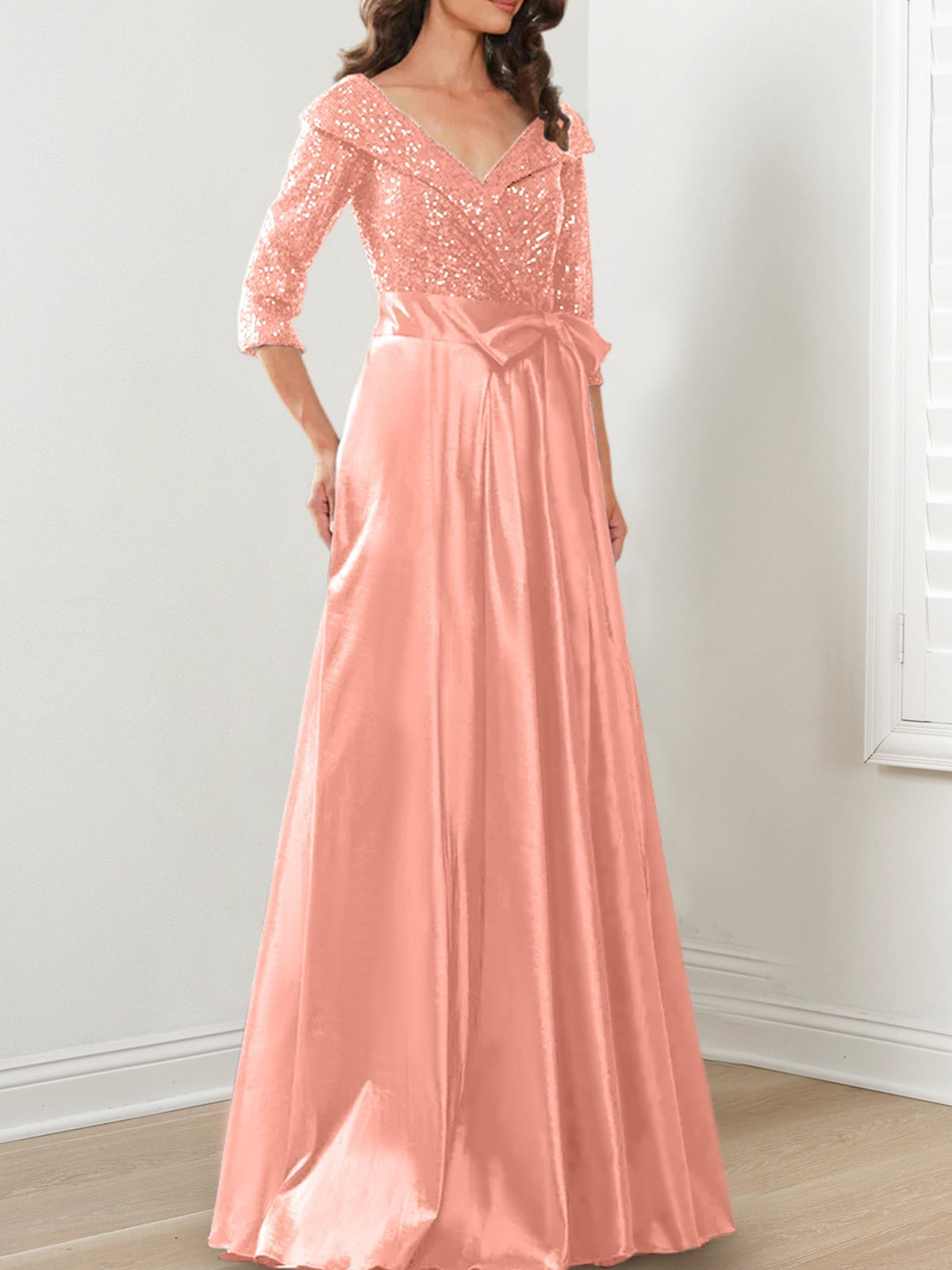 V Neck A Line Gown for the Mother of the Bride