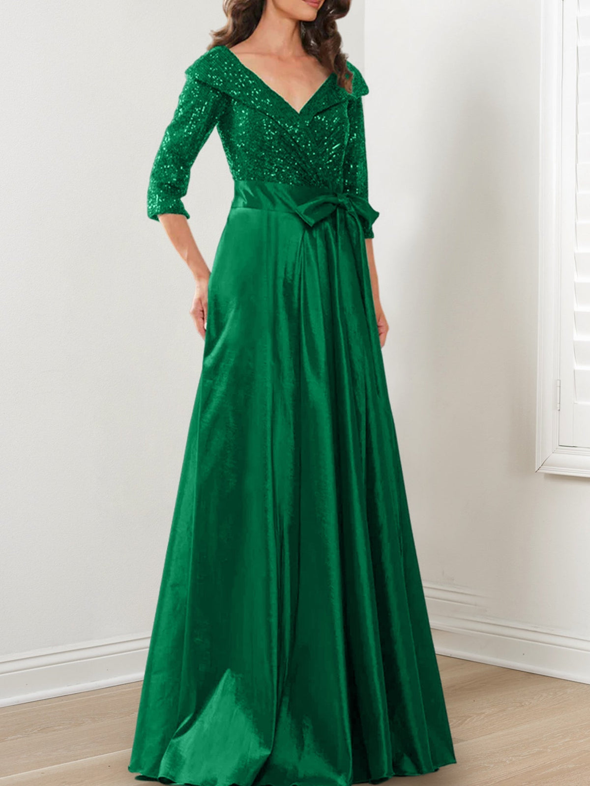 V Neck A Line Gown for the Mother of the Bride