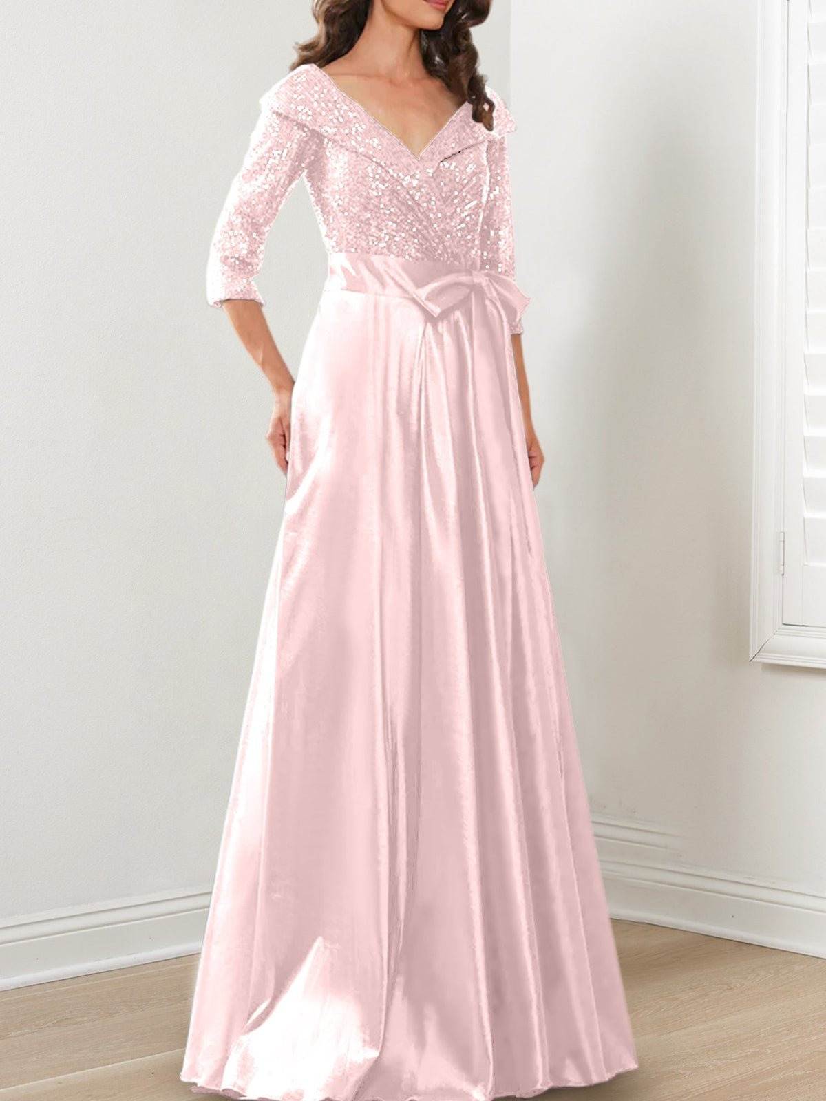 V Neck A Line Gown for the Mother of the Bride