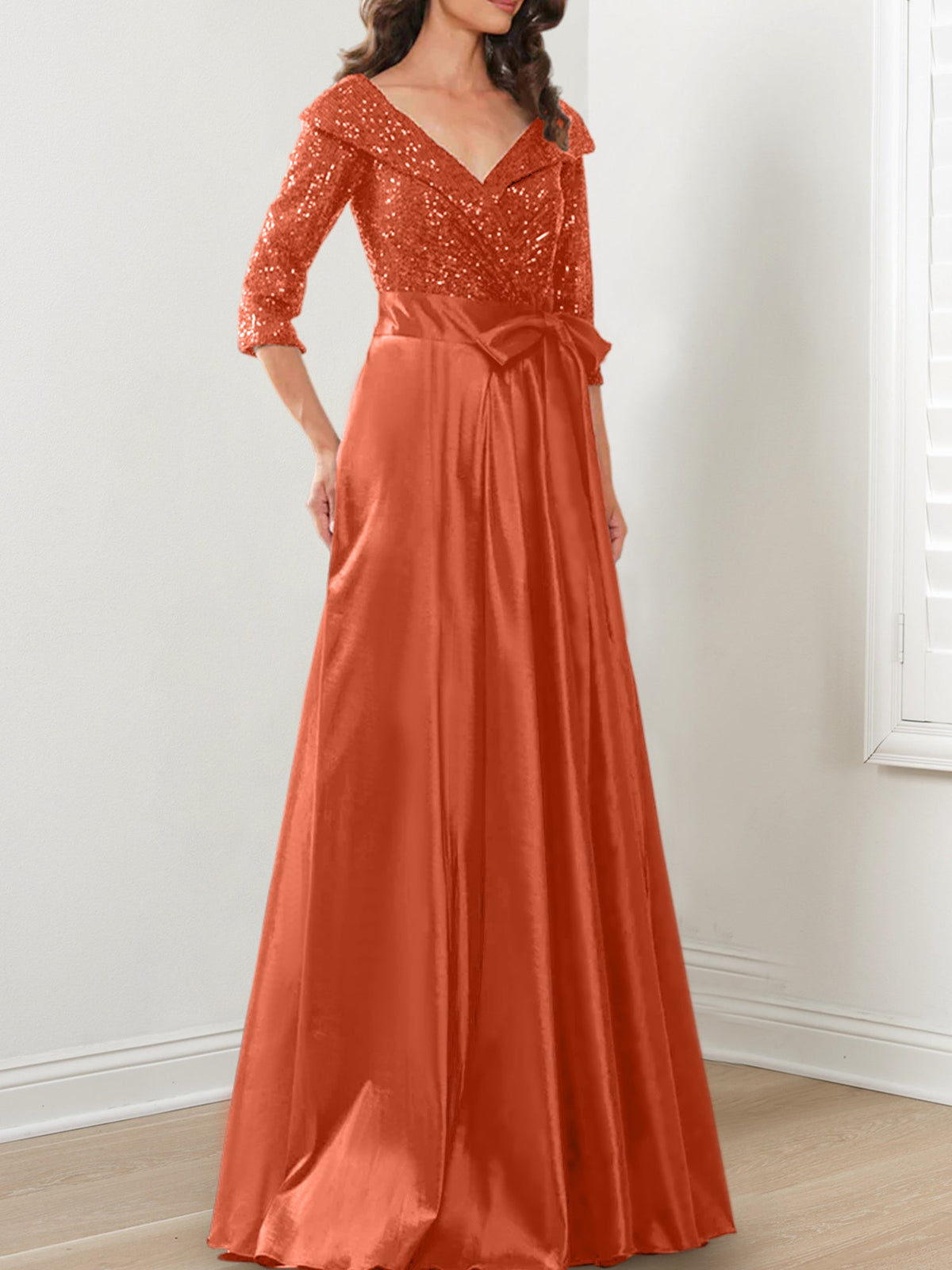 V Neck A Line Gown for the Mother of the Bride